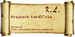 Krajcsik Letícia névjegykártya